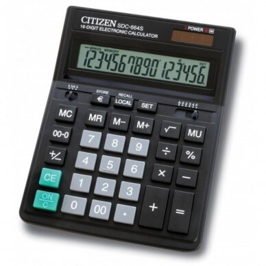 Skaičiuotuvas, kalkuliatorius SDC-664S, Citizen, 16 skaičių ekranas