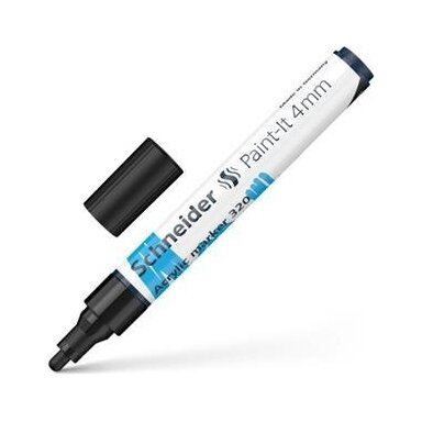 Akrilinis žymeklis SCHNEIDER Paint-it 320, 4 mm, juoda sp.