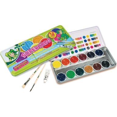 Akvarelė CLASSIC, Jolly, 12 sp.+ 2 teptukai + baltos sp. tempera