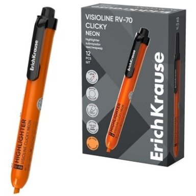 Automatinis teksto žymeklis VISIOLINE RV-70 CLICKY NEON, ErichKrause, 1.0-3.5 mm, oranžinės sp.