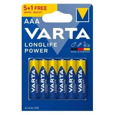 Baterijos, Elementai,  VARTA Longlife Power, AAA (LR03), 6 vnt.