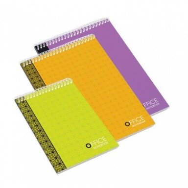 Bloknotas OFFICE, A6, 48 lapai, langeliais, 70gsm, su spirale viršuje