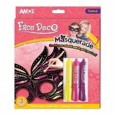 Dažai veidui (flomasteriai) AMOS, 3 spalvų FD Masquerade-Festival