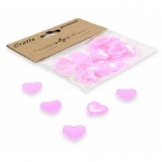 Dekoracija rankdarbiams Širdelės (plastikas) rožinės 30vnt. 14x10mm DS01 PENWORD