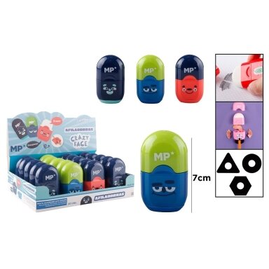 Drožtukas CRAZY FACE, Mp, su konteineriu ir trintuku, plastikinis