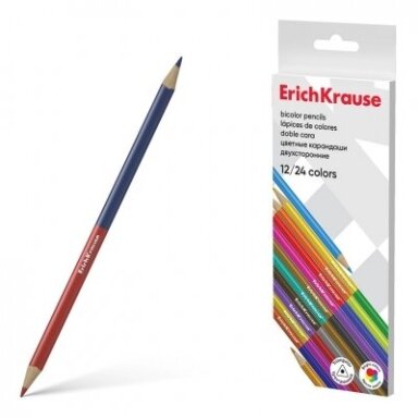 Dvipusiai spalvoti tribriauniai pieštukai, ErichKrause, 12 vnt. = 24 sp.