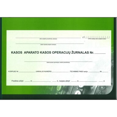 EKA kasos operacijų žurnalas, horizontalus, A4, 3-jų dalių virš.