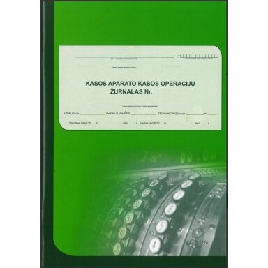 EKA kasos operacijų žurnalas, vertikalus, A4, 3-jų dalių virš.