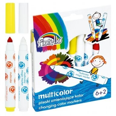 Flomasteriai MULTICOLOR, Fiorello, 6 sp.+ 2 spalvos keitikliai