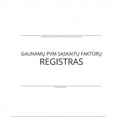 Gaunamų PVM sąskaitų-faktūrų registras, A4, 26 lapai