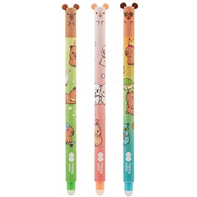 Gelio rašiklis Happy Color Kapibara 0.5mm save trinantis, mėlynas HA 4120 01KF-3