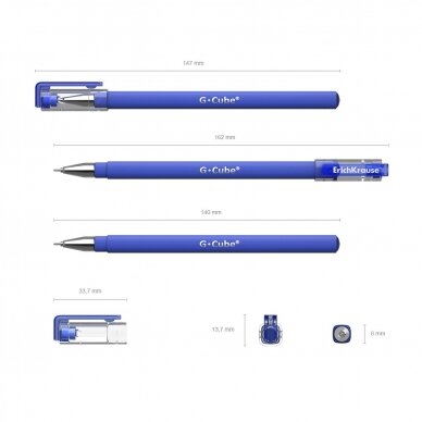 Gelinis rašiklis G-CUBE, ErichKrause, storis 0.5mm, mėlynos sp. 1