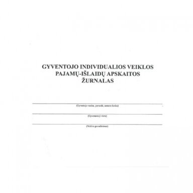 Gyventojų individualios veiklos pajamų ir išlaidų apskaitos žurnalas, A4, 26 lapai
