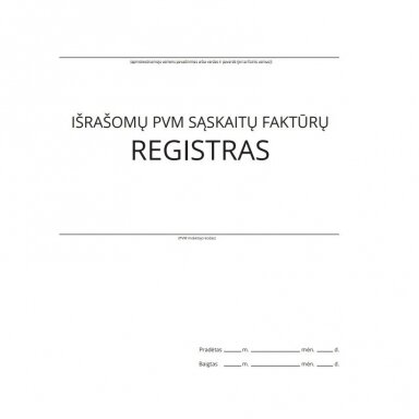 Išrašomų PVM sąskaitų-faktūrų registras, A4, 26 lapai