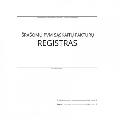 Išrašomų PVM sąskaitų-faktūrų registras, A4, 26 lapai