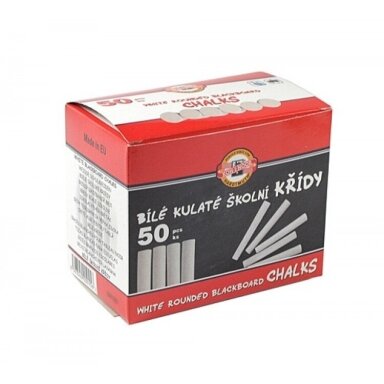 Kreida mokyklinė balta KOH-I-NOOR apvali Q13mm ilgis 65mm 50vnt. Čekija