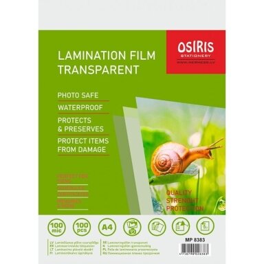 Laminavimo vokeliai A4/100mic/ 216x303mm/100vnt. OSIRIS MP 8383