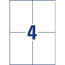 Lipnios etiketės  A4 formato lape; 4 lipdukai; lipduko matmenys 105x148.5mm; baltos spalvos ( 1 lapas )