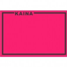 Lipnios etiketės su užrašu KAINA, 25x36mm, avietinės sp.
