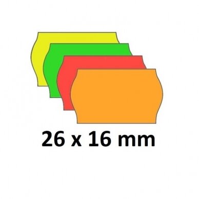 Lipnios etiketės ( markiravimo ) į kainų ženklintuvus, 26x16mm, banguot., geltonos sp. 3