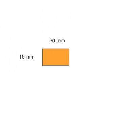Lipnios etiketės ( markiravimo ) į kainų ženklintuvus, 26x16mm, stačiak., oranžinės sp. 1