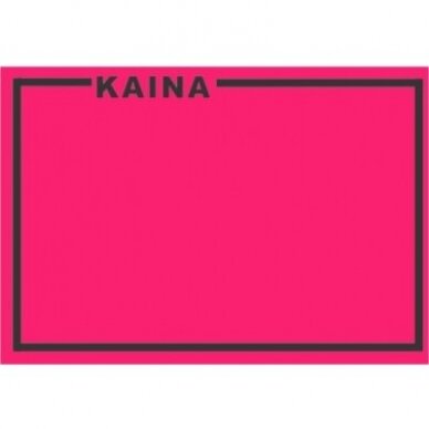Lipnios etiketės su užrašu KAINA, 25x36mm, avietinės sp.