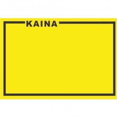 Lipnios etiketės su užrašu KAINA, 25x36mm, geltonos sp.