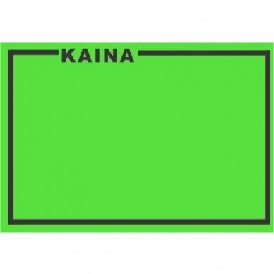 Lipnios etiketės su užrašu KAINA, 25x36mm, žalios sp.
