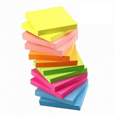 Lipnūs lapeliai užrašams, Optima, 50x75mm, ( 51x76 )100 lapelių, neoninės sp. ( žalios, rožinės, geltonos, oranžinės spalvos )