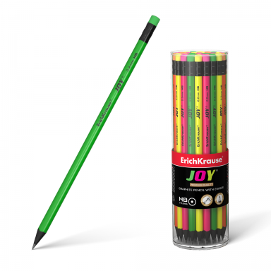 Plastikinis paprastas, grafitinis pieštukas JOY, ErichKrause, HB, su trintuku