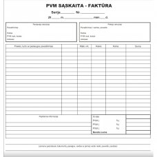 PVM sąskaita-faktūra, 8col.x2x50 (200x210 mm), be Nr.