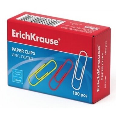 Sąvaržėlės ErichKrause, 28 mm, 100 vnt., dengtos plastiku, įvairių sp.