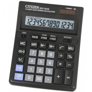Skaičiuotuvas, kalkuliatorius SDC-554S, Citizen, 14 skaičių ekranas